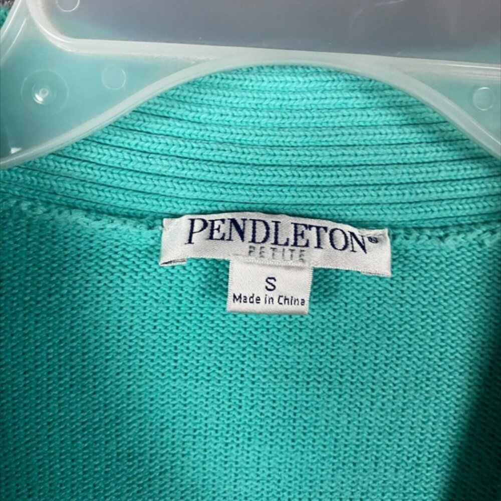Pendleton Cardigan Women's Small Petite Blue Knit 100%‎ Cotton PS - Picture 9 of 11